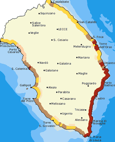 cartina geografica Puglia Salento