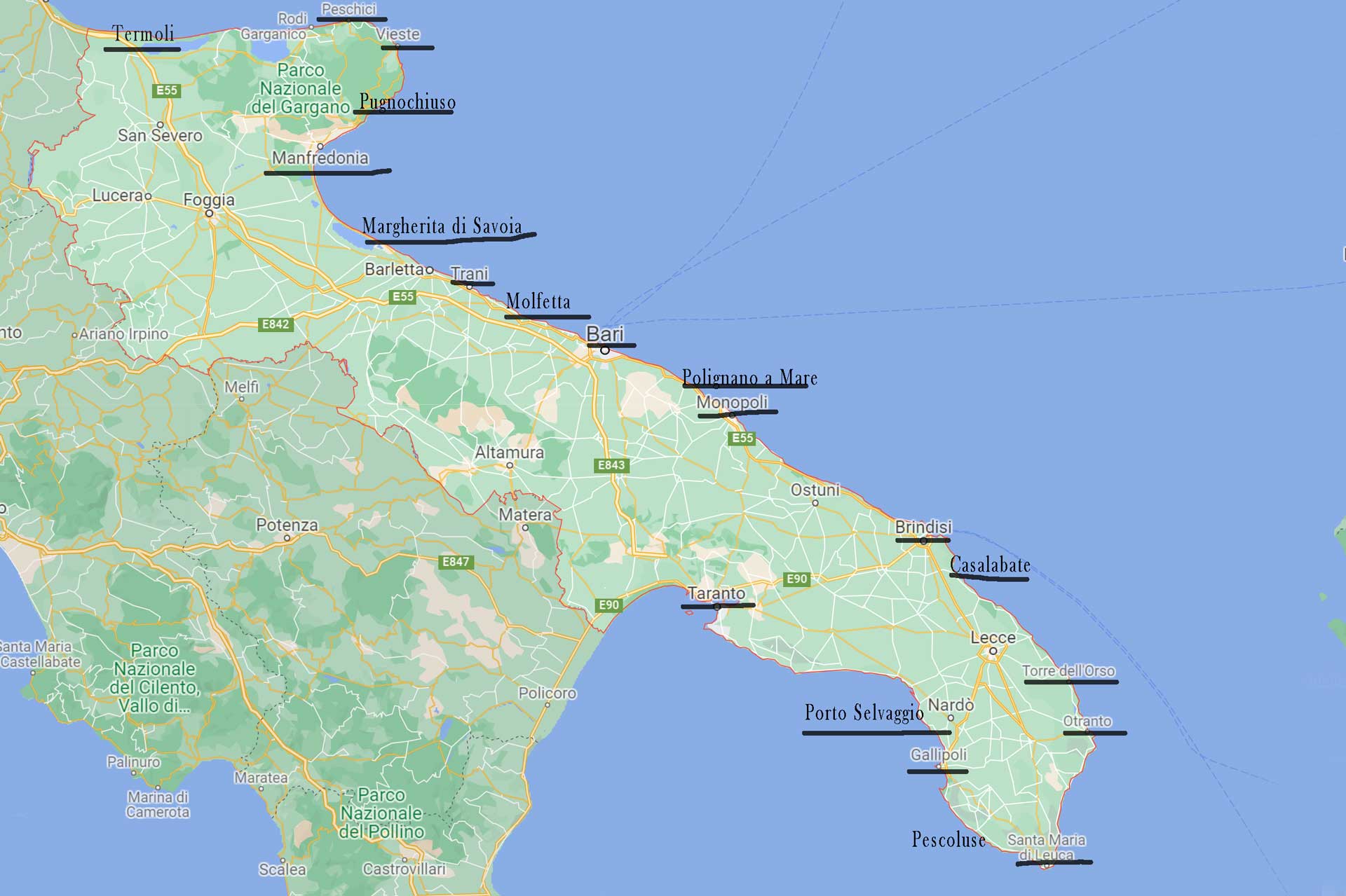 Cartina Geografica Puglia