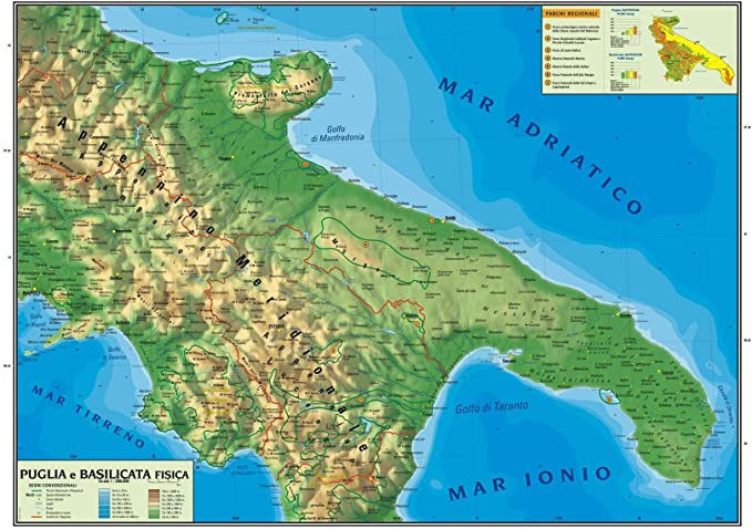 Cartina fisica Puglia