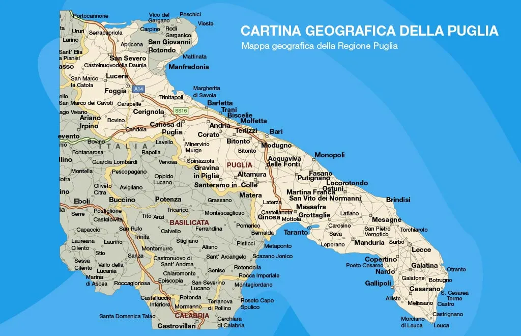 Cartina geografica della Puglia